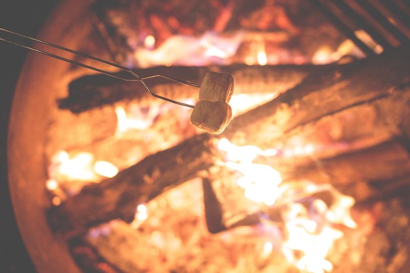 Im Feriencamp Basel werden Marshmallows über einem Lagerfeuer gebraten
